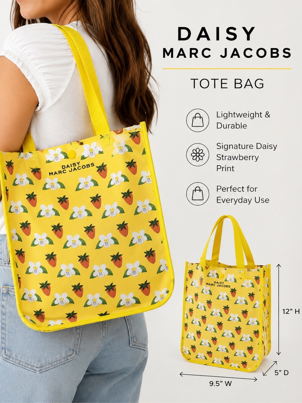 Marc Jacobs Yellow Daisy & Strawberry Print Tote